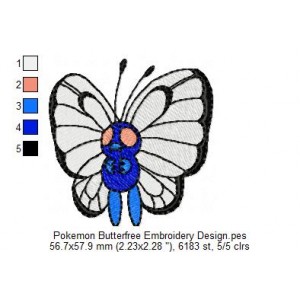 Pokemon Butterfree Embroidery Design